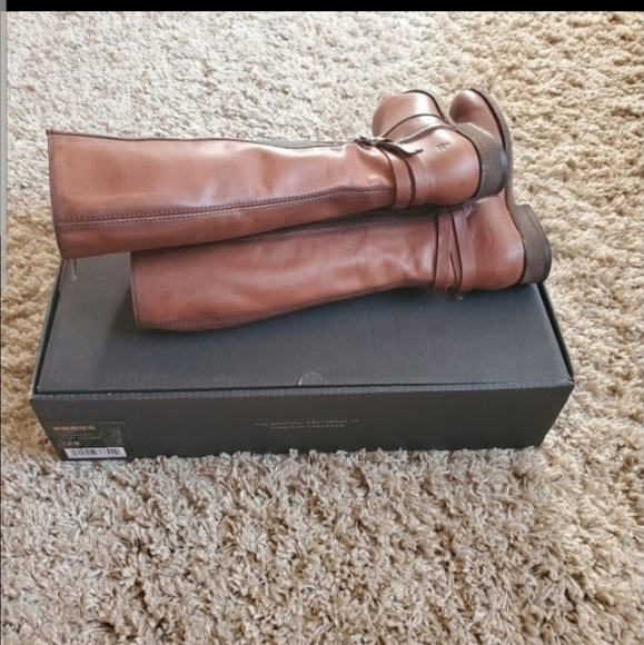 Frye Melissa Belted Tall Leather Boots in … - Picture 3 of 6